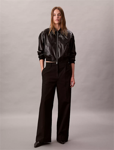 Calvin Klein Kadın Yüksek Bel Geniş Paça Rahat Kesim Siyah Pantolon LV044D664G-UB1