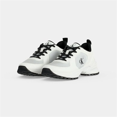Calvin Klein Kadın Yüksek Tabanlı Logo Detaylı Bağcıklı Beyaz Sneaker HW0HW03440-01W