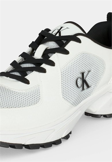 Calvin Klein Kadın Yüksek Tabanlı Logo Detaylı Bağcıklı Beyaz Sneaker HW0HW03440-01W