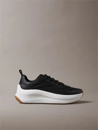 Calvin Klein Kadın Yüksek ve Rahat Topuklu Nefes Alabilen Üst Yüzeyli Siyah Sneaker HW0HW03111-BEH
