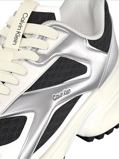 Calvin Klein Kadın Yüksek ve Ortopedik Tabanlı File Detaylı Siyah Sneaker HW0HW03140-01R