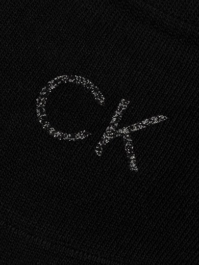 Calvin Klein Kadın Yumuşak Örme Kumaşlı CK Logo Nakışlı İkili Paket Siyah Çorap C701228800-001