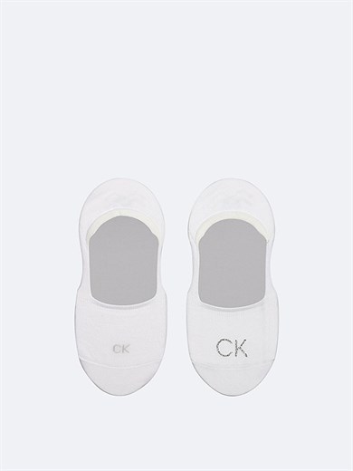 Calvin Klein Kadın Yumuşak Örme Kumaşlı CK Logo Nakışlı İkili Paket Beyaz Çorap C701228800-003