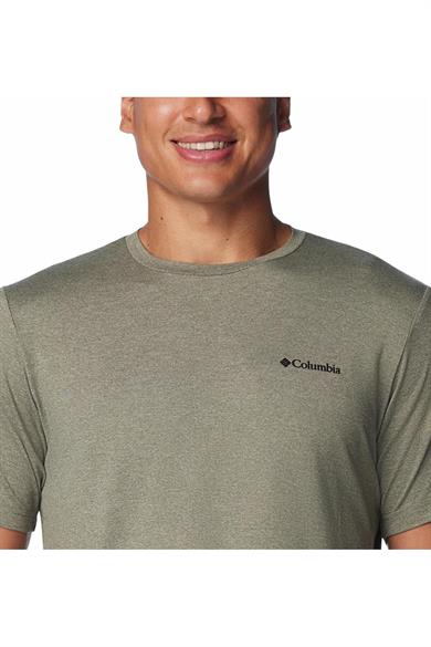 Columbia Erkek Pamuklu Marka Logolu Yazlık Günlük Kullanım Haki T-Shirt 2074581-397