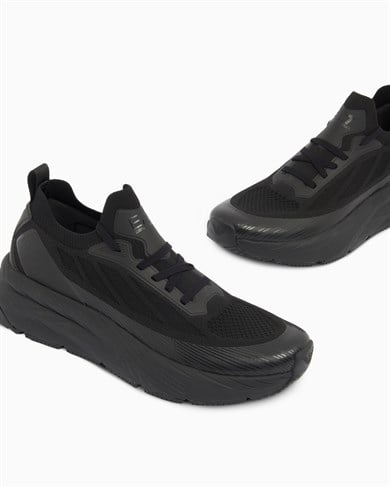 Ea7 Erkek Bağcıklı Rahat Taban Logo Detaylı Deri Günlük Siyah1 Sneaker 7X000343 AF18639-MC513