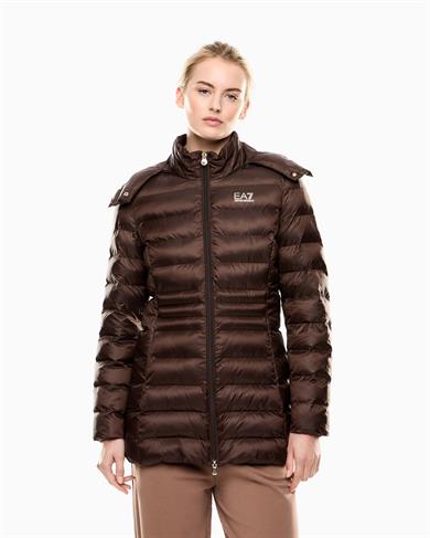 Ea7 Kadın Çift Yönlü Fermuar Çıkarılabilir Kapüşon Uzun Kol Şişme Kahverengi Mont 7W000685 AF12475-U6063