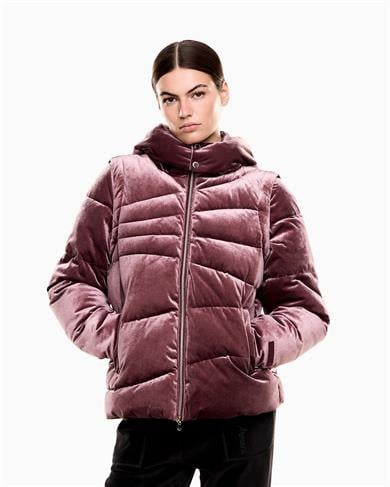 Ea7 Kadın Çıkarılabilir Fermuarlı Kapüşon Ve Kollar Uyumlu İşlemeli Logo Cepli Bordo Mont 7W000441 AF15654-M5064