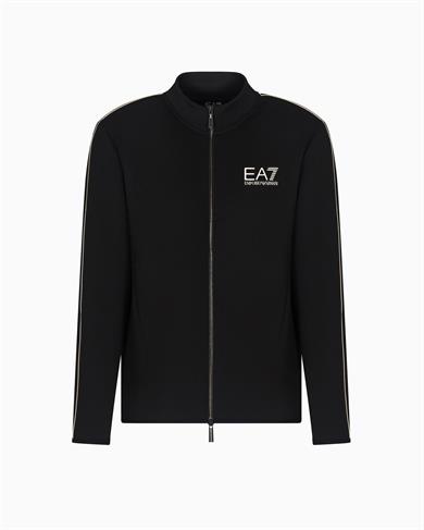 Ea7 Erkek Dik Yaka Fermuar Kapama Uzun Kol Cep Detay EA7 Desen Siyah Eşofman Üstü 7M000670 AF14146-UC001