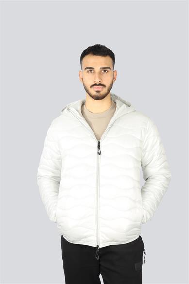 Ea7 Erkek Kapitoneli Regular Fit Kapüşonlu Şişme Gri Ceket 6DPB47 PNHTZ-1951