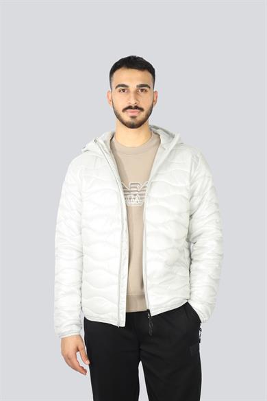 Ea7 Erkek Kapitoneli Regular Fit Kapüşonlu Şişme Gri Ceket 6DPB47 PNHTZ-1951
