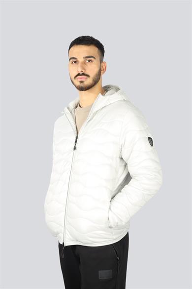 Ea7 Erkek Kapitoneli Regular Fit Kapüşonlu Şişme Gri Ceket 6DPB47 PNHTZ-1951