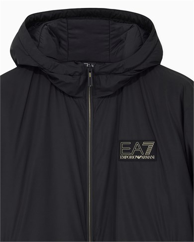 Ea7 Erkek Logo Detaylı Kapüşonlu Uzun Kollu Siyah Ceket 7M002102 AF25750-UC001