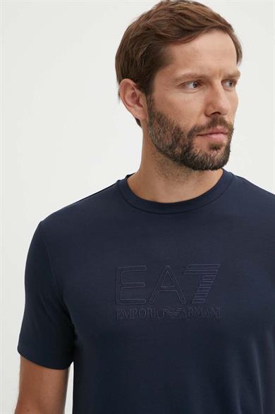 Ea7 Erkek Marka Logo Detaylı Baskılı Regular Fit Kısa Kollu Lacivert T-Shirt 6DPT71 PJUJZ-1562