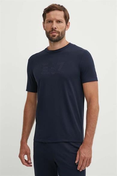 Ea7 Erkek Marka Logo Detaylı Baskılı Regular Fit Kısa Kollu Lacivert T-Shirt 6DPT71 PJUJZ-1562