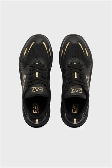 Ea7 Erkek Marka Logolu Rahat Taban Bağıcıklı Siyah-Gold Sneaker 7X000308 AF18447-MZ177