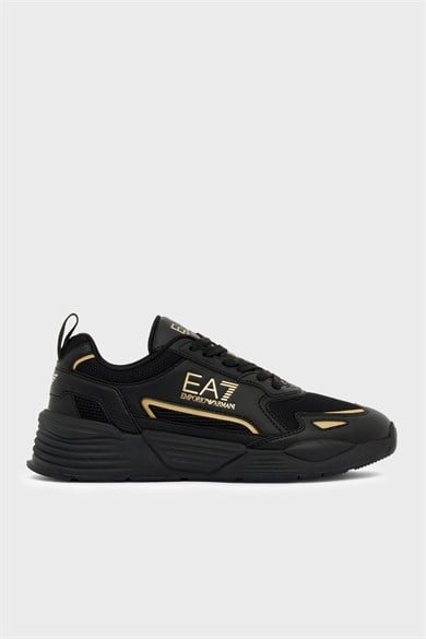 Ea7 Erkek Marka Logolu Rahat Taban Bağıcıklı Siyah-Gold Sneaker 7X000308 AF18447-MZ177