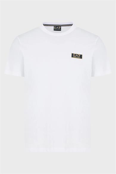 Ea7 Erkek Marka Logolu Regular Fit Pamuklu Kısa Kol Beyaz T-Shirt 7M000021 AF10170-U0002