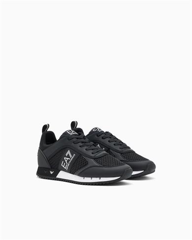 Ea7 Erkek Nefes Alabilen File Detaylı Rahat Taban Kartal Logo Motifli Beyaz-Siyah Sneaker 7X000334 AF18610-MC001