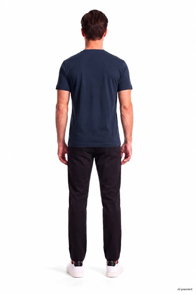 Ea7 Erkek Normal Kalıp Yumuşak Dokuma Kumaşlı Plaka Logolu Kısa Kollu Lacivert T-Shirt 7M002096 AF13862-UB102