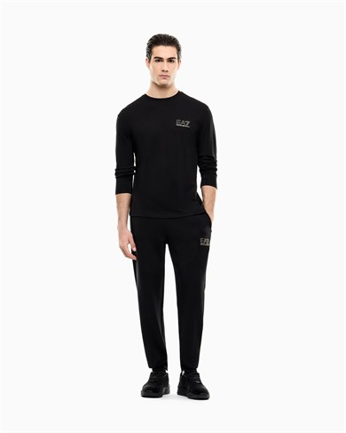 Ea7 Erkek Normal Kalıp Yuvarlak Yakalı Uzun Kollu Siyah T-Shirt 7M002240 AF13739-UC001
