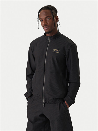 Ea7 Erkek Normal Kesim Dik Yakalı Fermuarlı Uzun Kollu Siyah Sweatshirt 7M001338 AF21099-UC001