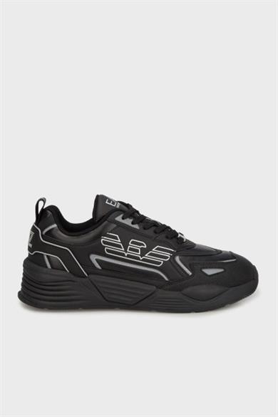Ea7 Erkek Yüksek Rahat Taban Kartal Logolu Siyah-Gümüş Sneaker 7X000306 AF18446-MC032