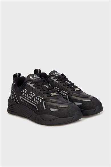Ea7 Erkek Yüksek Rahat Taban Kartal Logolu Siyah-Gümüş Sneaker 7X000306 AF18446-MC032
