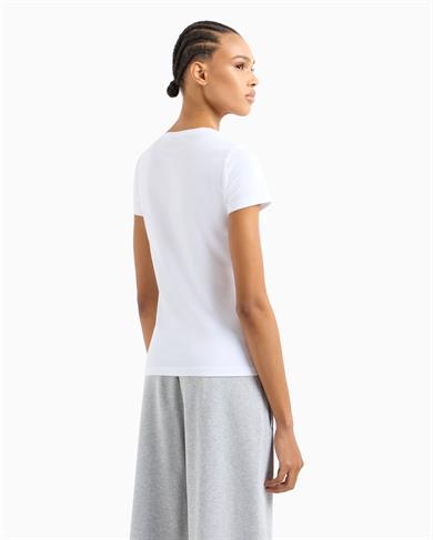 Ea7 Kadın Dokuma Kumaş Düz Bisiklet Yaka Beyaz T-Shirt 7W000182 AF10373-U0002
