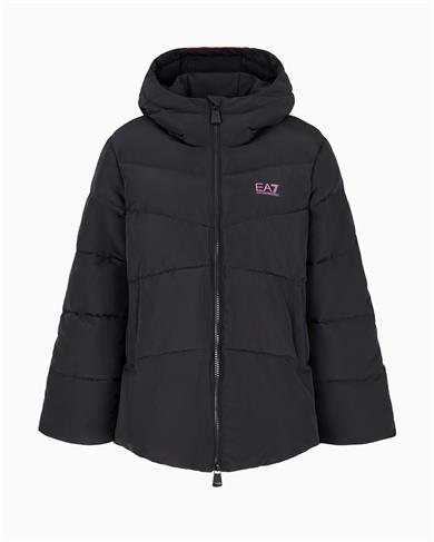 Ea7 Kadın Kapitoneli Regular Fit Kapüşonlu Şişme Siyah Ceket 6DTB18 TN8AZ-1200