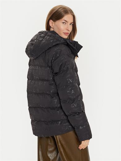 Ea7 Kadın Kapitoneli Rüzgar Geçirmez Fermuar Kapamalı Fermuarlı Siyah Ceket 6DTB12 TNGGZ-1200