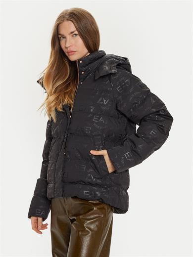 Ea7 Kadın Kapitoneli Rüzgar Geçirmez Fermuar Kapamalı Fermuarlı Siyah Ceket 6DTB12 TNGGZ-1200