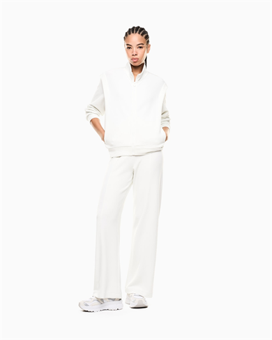 Ea7 Kadın Modal İçerikli İnterlok Kumaşlı Dik Yaka Kolları Taş Detaylı Beyaz Sweatshirt 7W001016 AF24375-U1142