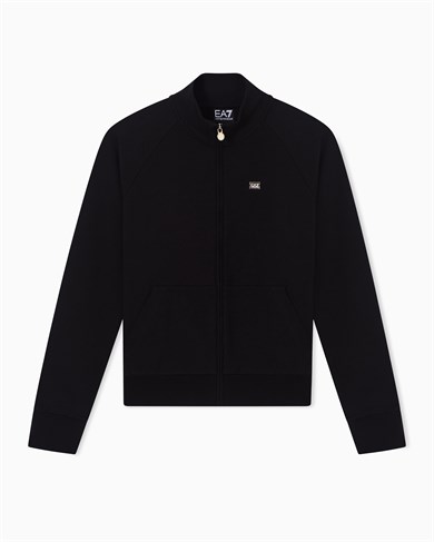 Ea7 Kadın Normal Kalıp Dik Yakalı Logo Etiketli Uzun Kollu Siyah Sweatshirt 7W000457 AF13135-UC001