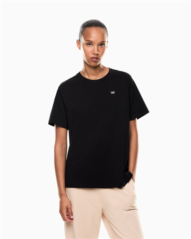 Ea7 Kadın Normal Kalıp Pamuklu Yuvarlak Yakalı Metalik Logo Detaylı Kısa Kollu Siyah T-Shirt 7W000455 AF10373-UC001