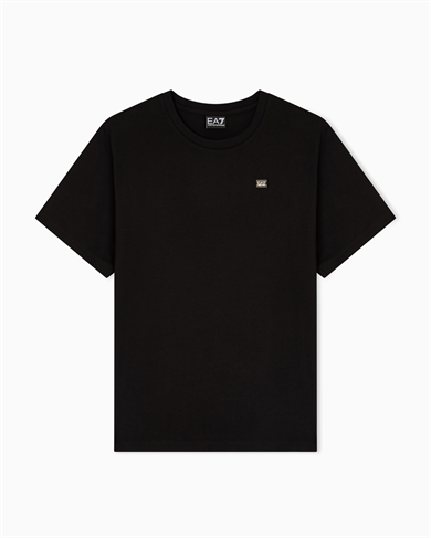 Ea7 Kadın Normal Kalıp Pamuklu Yuvarlak Yakalı Metalik Logo Detaylı Kısa Kollu Siyah T-Shirt 7W000455 AF10373-UC001
