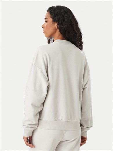 Ea7 Kadın Rahat Kalıp Düşük Omuzlu Logo Detaylı Uzun Kollu Fermuarlı Lacivert Sweatshirt 7W001401 AF20758-U9001