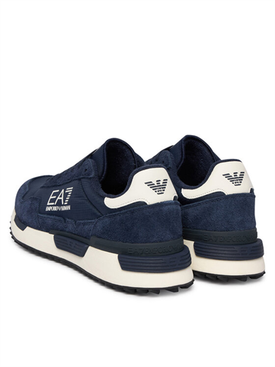 Ea7 Unısex Düşük Bilekli Rahat Tabanlı Süet Detaylı EA7 Logo Desenli Deri Lacivert Sneaker 7X000380 AF19175-MZ157