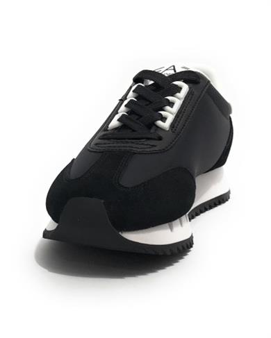 Ea7 Unısex Kalın Rahat Taban Logo Desenli Süet Detaylı Siyah-Beyaz Sneaker 7X000541 AF18609-MZ175