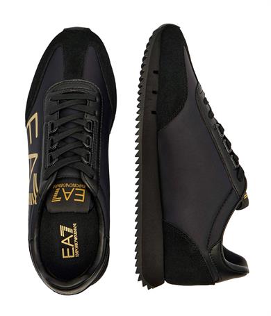 Ea7 Unısex Kalın Rahat Taban Logo Desenli Süet Detaylı Siyah Sneaker 7X000541 AF18609-MZ177