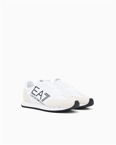 Ea7 Unısex Kalın Rahat Taban Logo Desenli Süet Detaylı Beyaz-Siyah Sneaker 7X000541 AF18609-MZ021