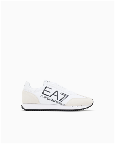 Ea7 Unısex Kalın Rahat Taban Logo Desenli Süet Detaylı Beyaz-Siyah Sneaker 7X000541 AF18609-MZ021