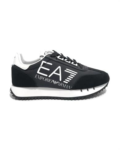 EA7 Ea7 Unısex Kalın Rahat Taban Logo Desenli Süet Detaylı Siyah-Beyaz Sneaker 7X000541 AF18609-MZ175