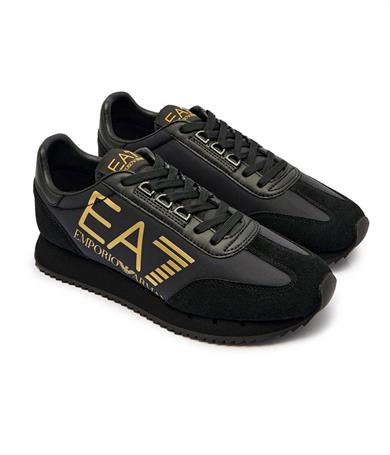 Ea7 Unısex Kalın Rahat Taban Logo Desenli Süet Detaylı Siyah Sneaker 7X000541 AF18609-MZ177