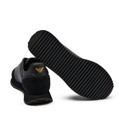 Ea7 Unısex Kalın Rahat Taban Logo Desenli Süet Detaylı Siyah Sneaker 7X000541 AF18609-MZ177
