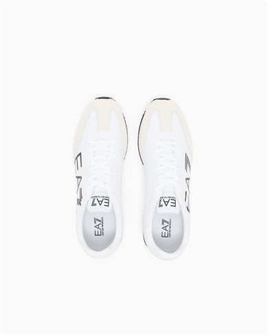 Ea7 Unısex Kalın Rahat Taban Logo Desenli Süet Detaylı Beyaz-Siyah Sneaker 7X000541 AF18609-MZ021