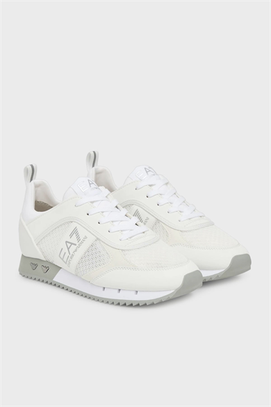 Ea7 Unısex Nefes Alabilen File Detaylı Rahat Taban Kartal Logo Motifli Beyaz-Gümüş Sneaker 7X000334 AF18610-MZ024
