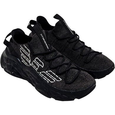 Ea7 Unısex Yüksek Rahat Tabanlı Kartal Logo Desenli Siyah Sneaker 7X000600 AF22912-MZ875