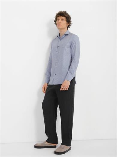 Emporıo Armani Erkek %100 Pamuk Dokuma Kumaş Marka Logolu Mavi Gömlek 3R1C86 1K0DZ-F748