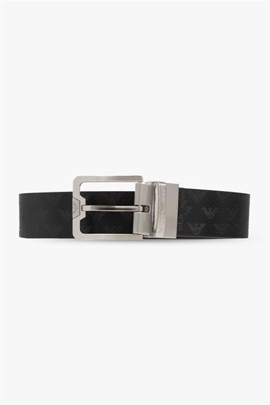 Emporıo Armani Erkek %100 Deri Marka Logolu Mavi-Siyah Kemer Y4S502 Y221E-88017