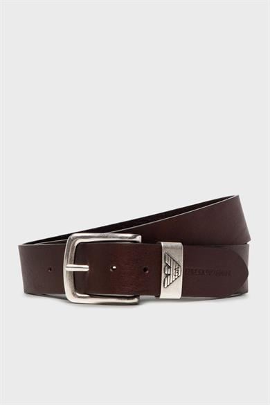 Emporıo Armani Erkek %100 Deri Marka Logolu Kahverengi Kemer Y4S201 YDD6G-80005
